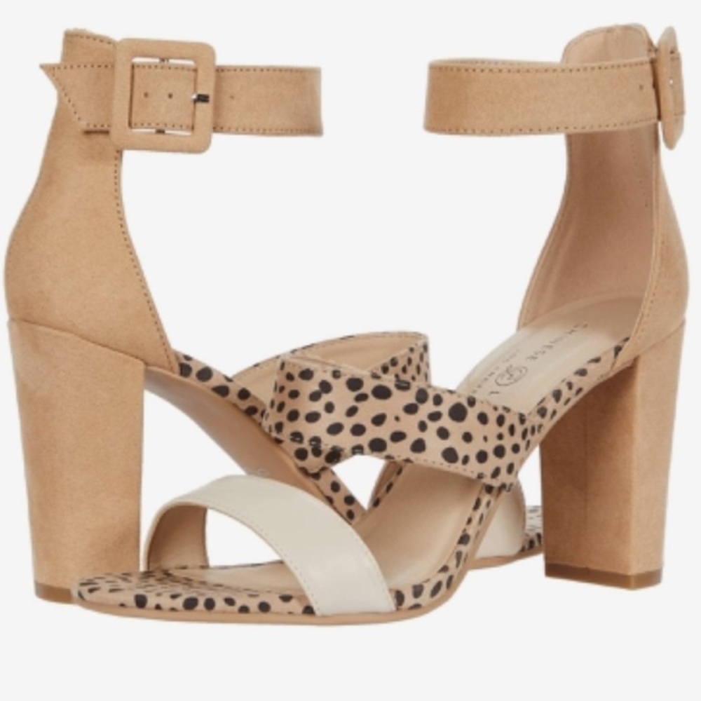 Leopard print and nude block heels